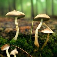 magic world of mushrooms. illustration of fairy tale Wonderland photo