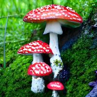 magic world of mushrooms. illustration of fairy tale Wonderland photo