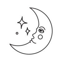 diseño de ilustración de dibujado a mano de medias lunas y estrellas png