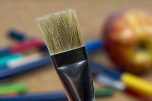 detail of brush bristles with pen tip maker at background. photo