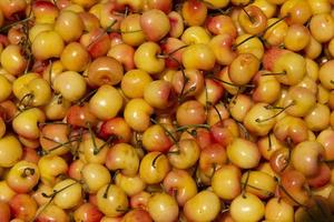 cherry on market shelf. photo