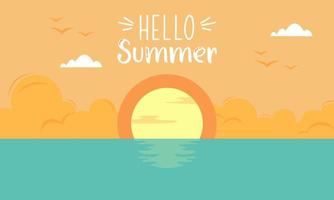 Hello Summer Background with Hand Drawn Style vector