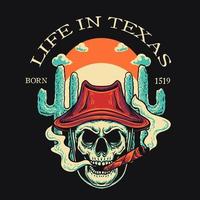 Skull Cowboy Retro Vector Illustration