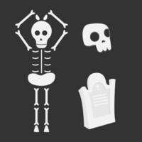 skeleton and grave with dark background vector