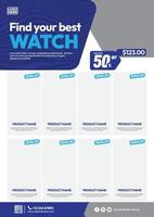 simple watch shop product catalog flyer template design vector