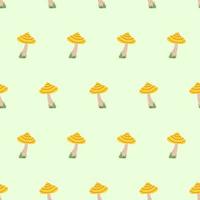 Mushrooms pattern. Hand drawn cartoon mushrooms on a pattern for textiles, fabrics, backgrounds, wallpapers, kitchen decor, wrapping paper, labels. vector