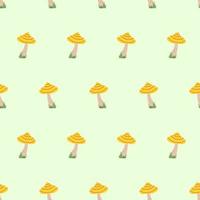 Mushrooms pattern. Hand drawn cartoon mushrooms on a pattern for textiles, fabrics, backgrounds, wallpapers, kitchen decor, wrapping paper, labels. vector