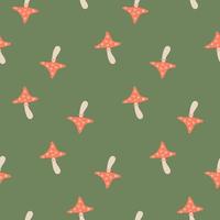 Mushrooms pattern. Hand drawn cartoon mushrooms on a pattern for textiles, fabrics, backgrounds, wallpapers, kitchen decor, wrapping paper, labels. vector