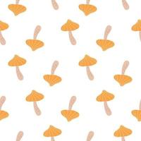 Mushrooms pattern. Hand drawn cartoon mushrooms on a pattern for textiles, fabrics, backgrounds, wallpapers, kitchen decor, wrapping paper, labels. vector