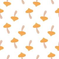 Mushrooms pattern. Hand drawn cartoon mushrooms on a pattern for textiles, fabrics, backgrounds, wallpapers, kitchen decor, wrapping paper, labels. vector