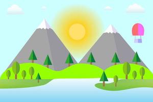 Greenery and mountain landscape vector