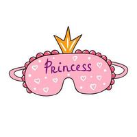 Princess sleep mask. Illustration for printing, backgrounds, covers and packaging. Image can be used for greeting cards, posters, stickers and textile. Isolated on white background. vector