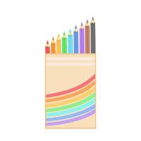 set of colored pencils, box. Illustration for printing, backgrounds, covers and packaging. Image can be used for greeting cards, posters, stickers and textile. Isolated on white background. vector