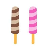 Popsicle ice cream with chocolate and fruit flavor. Illustration for backgrounds, packaging, greeting cards, posters, stickers, textile and seasonal design. Isolated on white background. vector