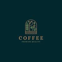 Coffee with line style logo icon design template flat vector