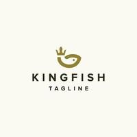 fish with crown, king fish logo icon design template flat vector illustration
