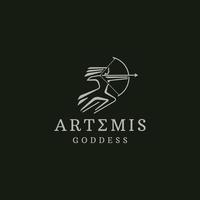 Artemis goddess of the hunt logo icon design template flat vector illustration