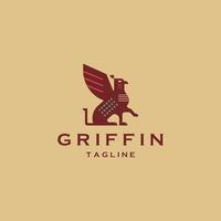 Ilustración de vector plano de plantilla de diseño de icono de logotipo de griffin