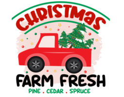pino fresco de granja con diseño de sublimación navideña de automóvil, perfecto en camisetas, tazas, carteles, tarjetas y mucho más png
