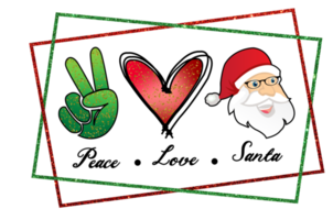 paz amor papai noel design de sublimação de natal, perfeito em camisetas, canecas, sinais, cartões e muito mais png