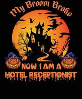 diseño de camiseta de recepcionista de hotel para halloween vector