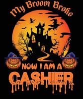 CASHIER T-SHIRT DESIGN FOR HALLOWEEN vector