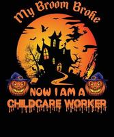 diseño de camiseta de trabajador de cuidado de niños para halloween vector