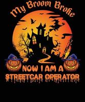 diseño de camiseta de operador de tranvía para halloween vector