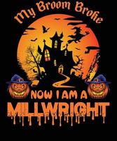 diseño de camiseta millwright para halloween vector