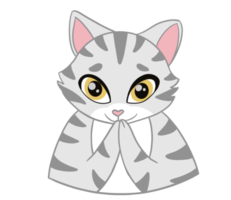 The American Shorthair cat acts like happy and relaxing thrill emotion. Doodle and cartoon art. png