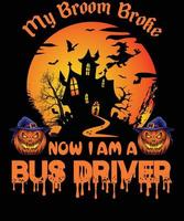 diseño de camiseta de conductor de autobús para halloween vector