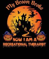 diseño de camiseta de terapeuta recreativo para halloween vector