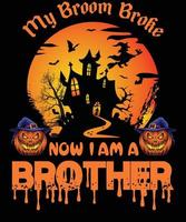 diseño de camiseta de hermano para halloween vector