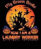 diseño de camiseta de trabajador de lavandería para halloween vector