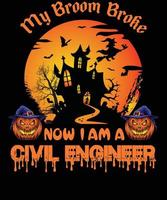 diseño de camiseta de ingeniero civil para halloween vector