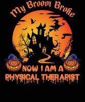 diseño de camiseta de fisioterapeuta para halloween vector