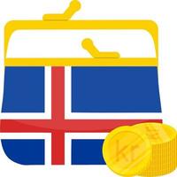 Iceland Flag vector hand drawn,icelandic krona vector hand drawn