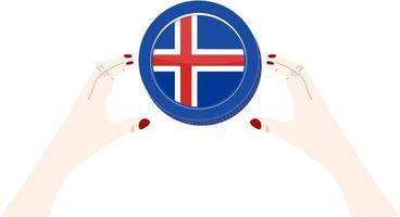 Iceland Flag vector hand drawn,icelandic krona vector hand drawn