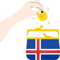 Iceland Flag vector hand drawn,icelandic krona vector hand drawn