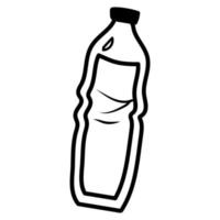 botella de agua de plástico dibujada a mano. aislado sobre fondo blanco. diseño de garabatos. ilustración vectorial vector