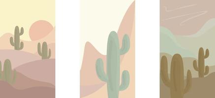 collection of posters with desert view and cactuses vector