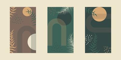 trendy minimalist posters collection boho style vector