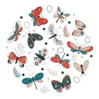 polillas y mariposas decorativas vector