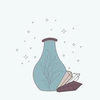 magic composition with bottle and crystals vector