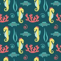 seamless pattern with underwater animals vector