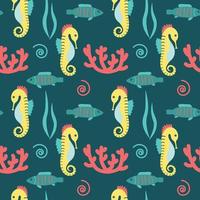 seamless pattern with underwater animals vector