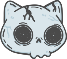 lindo halloween gatito gato cráneo dibujos animados garabato png