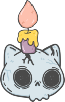 lindo halloween gatito gato cráneo dibujos animados garabato png