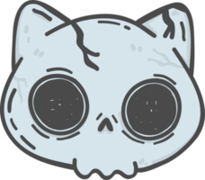 lindo halloween gatito gato cráneo dibujos animados garabato png