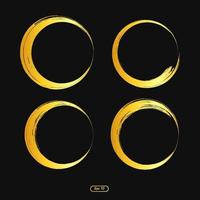Gold circle frame element, set of golden circle, brush ornament, for invitations, photo frames, sales banner. vector